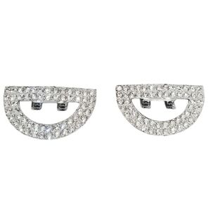 TIPTOE 1950s CRYSTAL PAVE & SILVERTONE GEOMETRIC DESIGN SHOE CLIPS